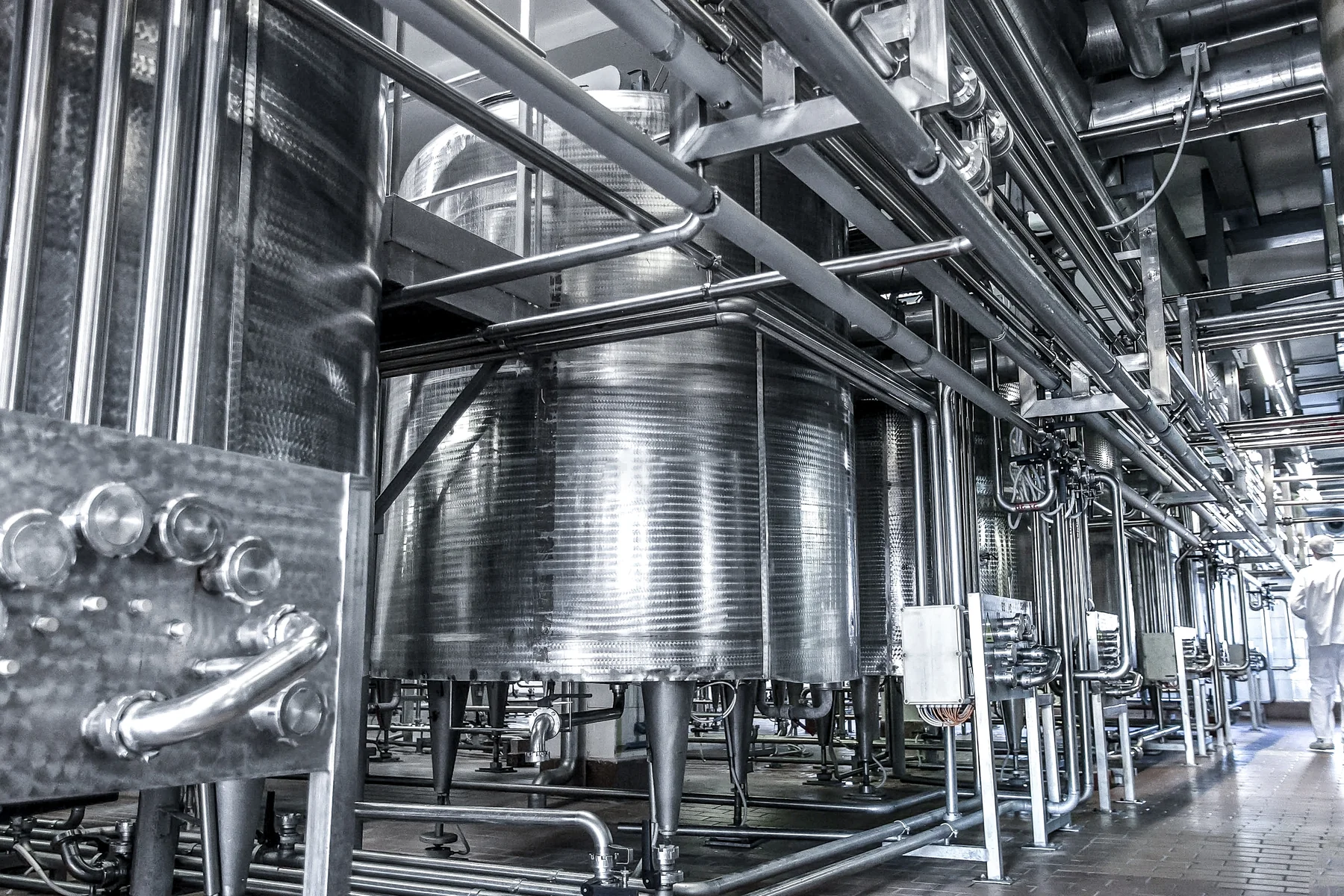 Tanks and pipework in an industrial plant